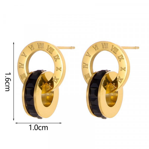 Серьги-кольца с римскими цифрами и красной вставкой CJL18267