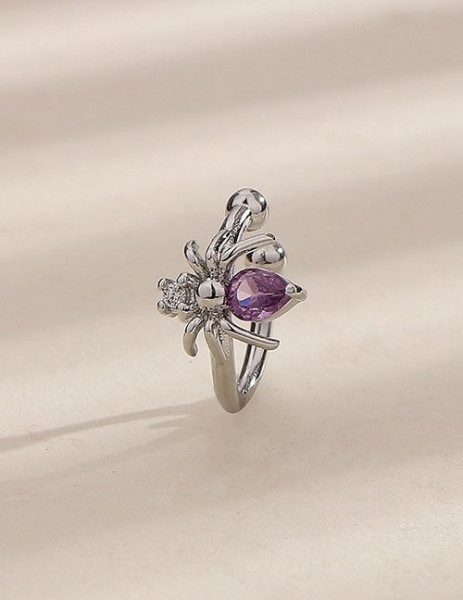 Серьга-кафф «Паук» с фиолетовым камнем Z65794