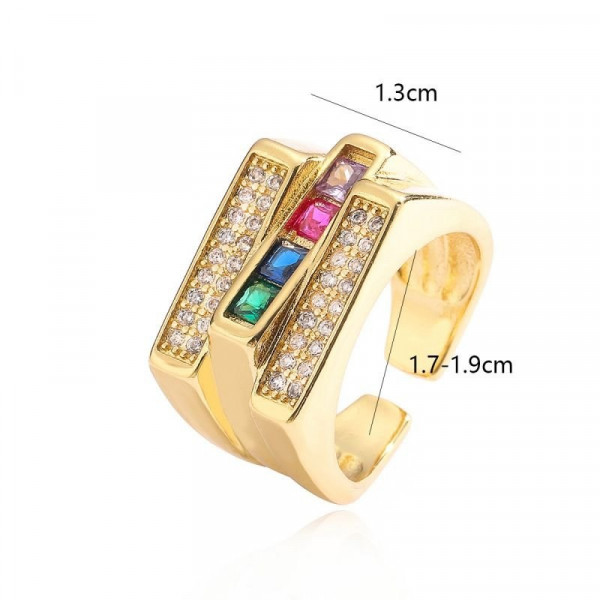 Массивное разомкнутое кольцо с россыпью и крупным кристаллом CJC60790