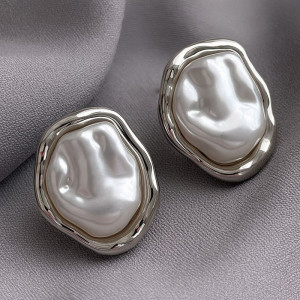 Массивные серьги-пусеты «барочный жемчуг» в серебре 1J11912CJJ