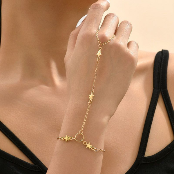 Слейв-браслет звездный каскад с золотистыми подвесками CJF54243