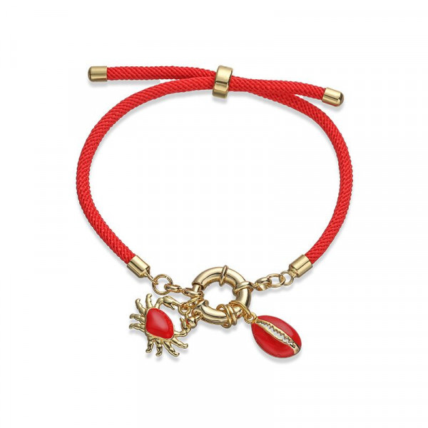 Браслет нить с золотистым крабом и красной вставкой CJQ96971