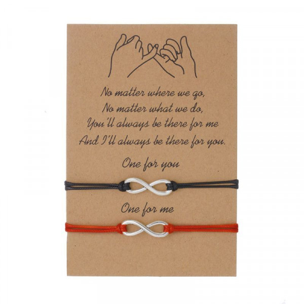 Браслет парный нитевой классический с бесконечностью CJK66602