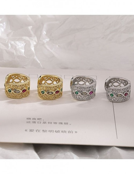 Широкая серьга-кафф с цветными камнями Z40290