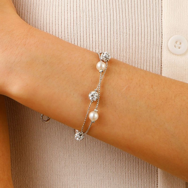 Многослойный браслет с жемчугом и кристаллами CJG78833