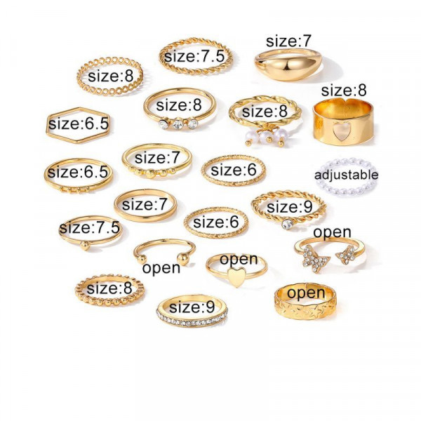 Набор серебристых колец с жемчугом и кристаллами CJN37558