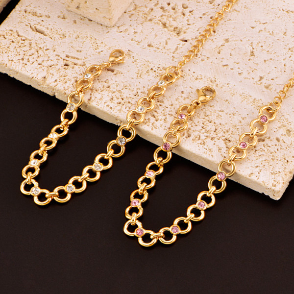 Браслет-цепочка с круглыми ажурными элементами CJR89516