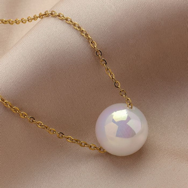 Цепочка с крупной жемчужиной и золотистым напылением YX15484MSK