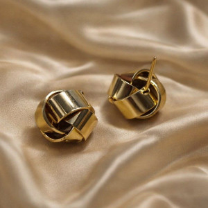 Объемные серьги-пусеты «золотые узлы» 1J12314CJJ