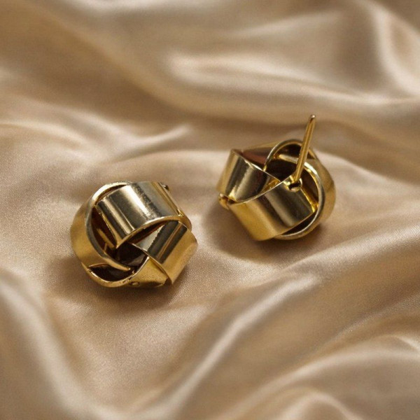 Объемные серьги-пусеты «золотые узлы» 1J12314CJJ