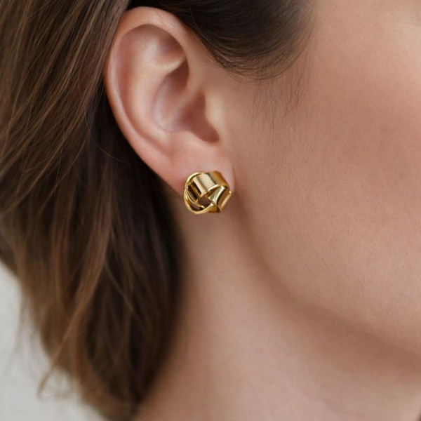 Объемные серьги-пусеты «золотые узлы» 1J12314CJJ