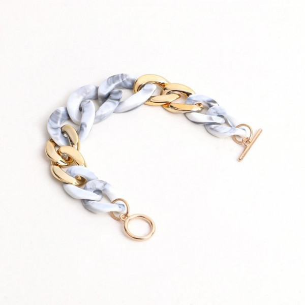 Браслет из прозрачных звеньев с цветами CJC27404