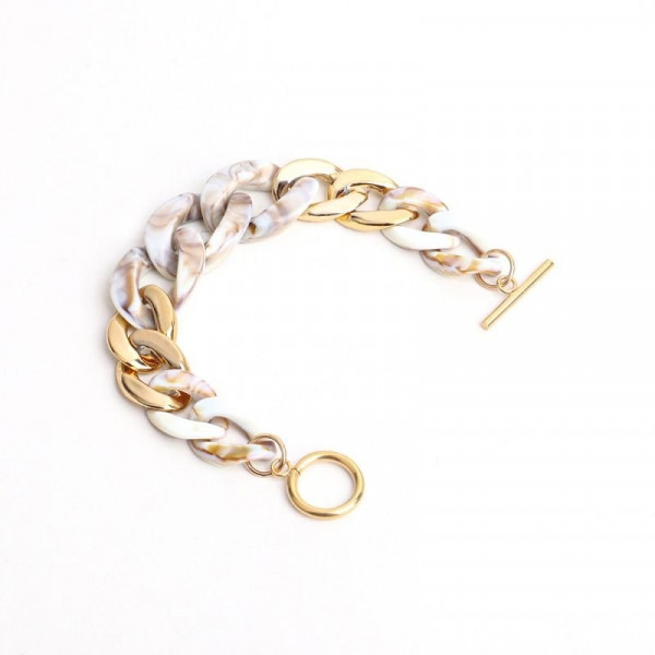 Браслет из прозрачных звеньев с цветами CJC27404