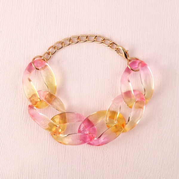 Браслет из прозрачных звеньев с цветами CJC27404