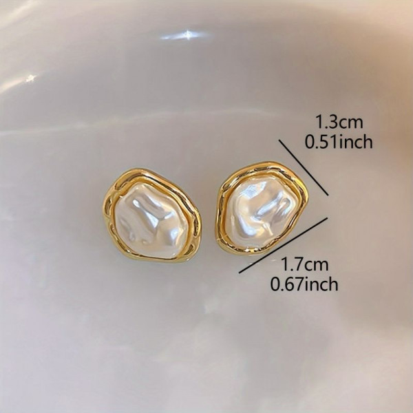 Изысканные серьги-пусеты «барочный жемчуг» в золоте 1J11913CJJ