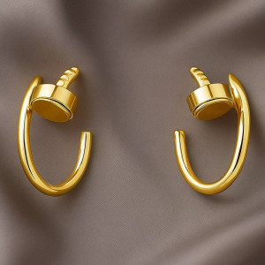 Серьги медь напыление золотом гвозди 1J12058CJJ