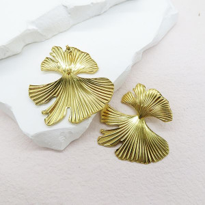Серьги-пусеты Листья веерные крупные матовые CJL36011