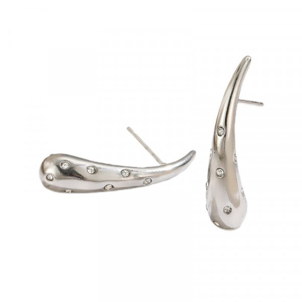 Серебристые изогнутые серьги-пусеты Капли CJH23988