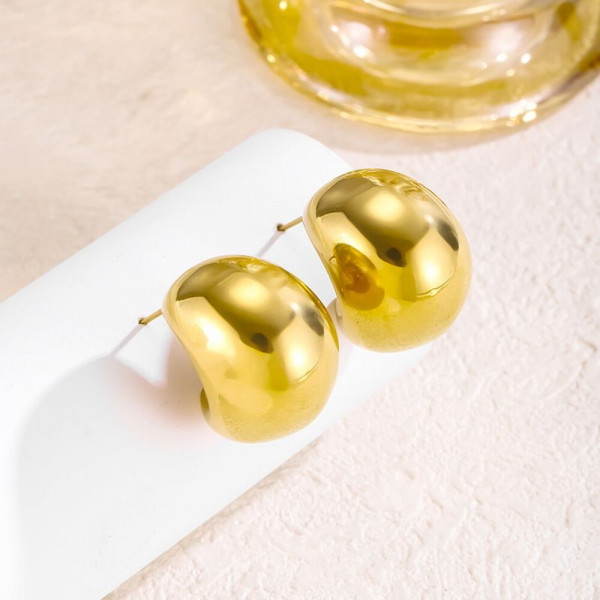 Золотистые серьги-пусеты Объемные полусферы CJH63040