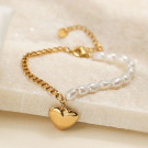 Браслет комбинированный с жемчугом и подвеской-сердцем CJL92063