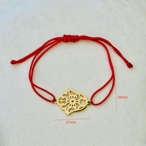 Браслет нить с широкой золотистой ладонью Хамса CJK65986