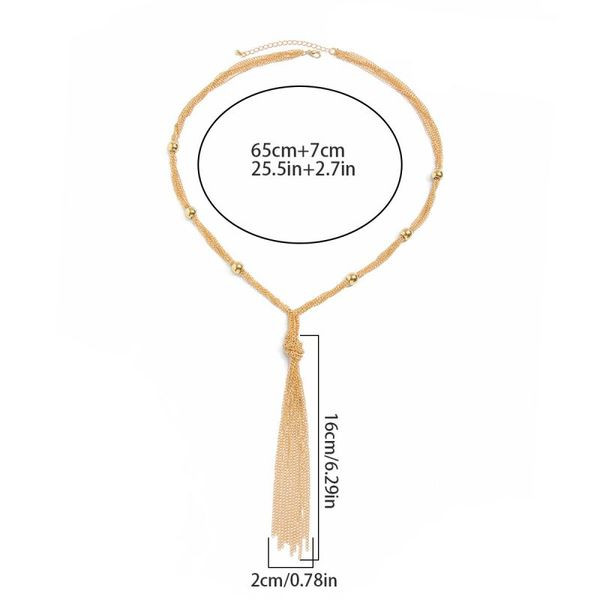 Тонкое металлическое колье-галстук с эффектом струящихся цепей CJL50314