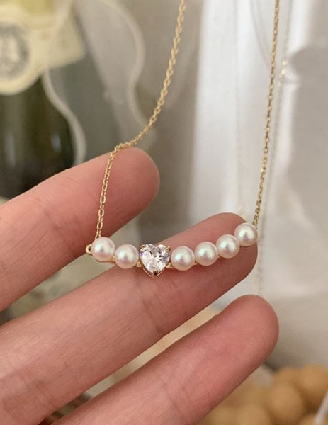 Колье на леске с дорожкой из мелкого жемчуга L84521