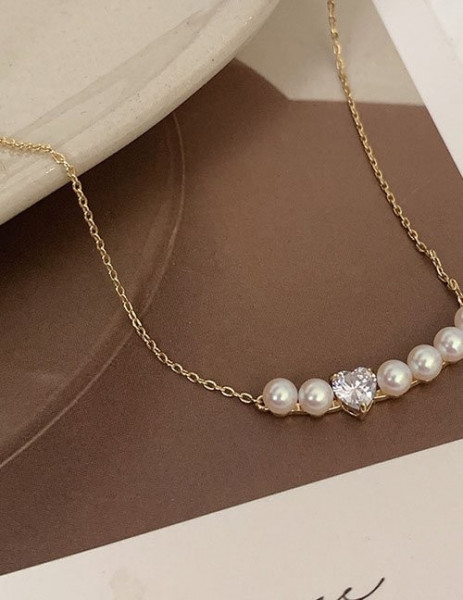 Колье на леске с дорожкой из мелкого жемчуга L84521