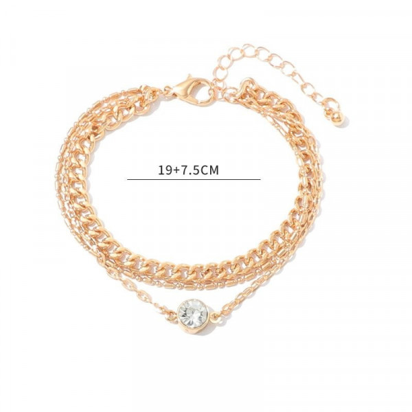 Браслет многорядный с крупным кристаллом CJC68044