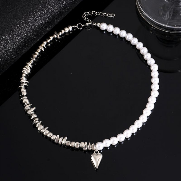 Колье ювелирный сплав с жемчугом сердце 1J11874CJJ