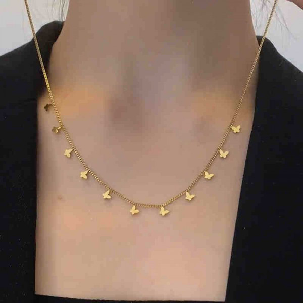 Золотистая цепочка с мелкими бабочками CJJ08837