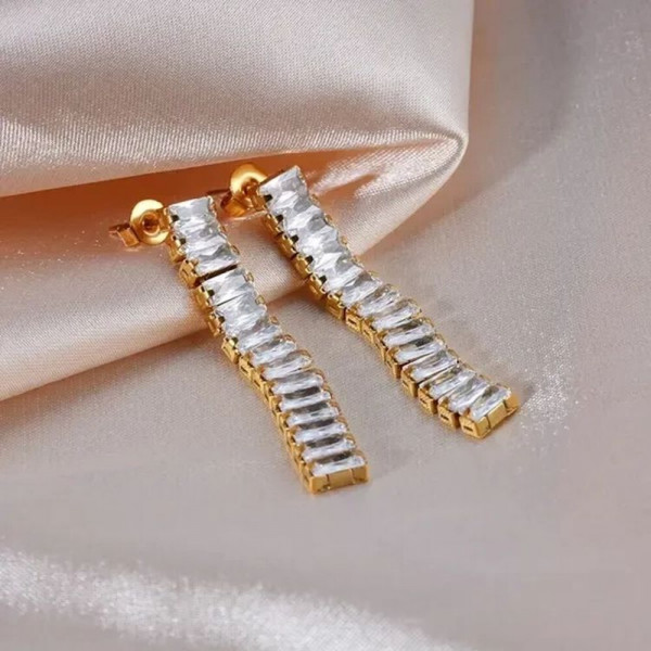 Длинные серьги «Кристальные дорожки» J10148CJJ