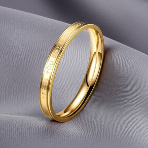 Узкое кольцо с золотым напылением и гравировкой о чувствах J10202CJJ