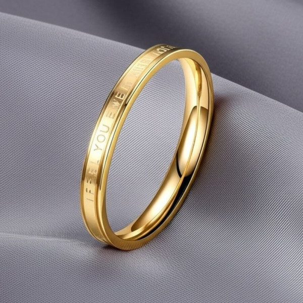 Узкое кольцо с золотым напылением и гравировкой о чувствах J10202CJJ