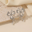 Нарядные серьги-пусеты Сверкающие банты с подвесками-каплями CJG39544