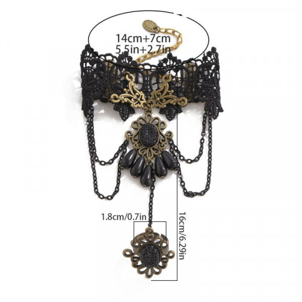 Слейв-браслет готическая паутина из черного текстиля CJG08772