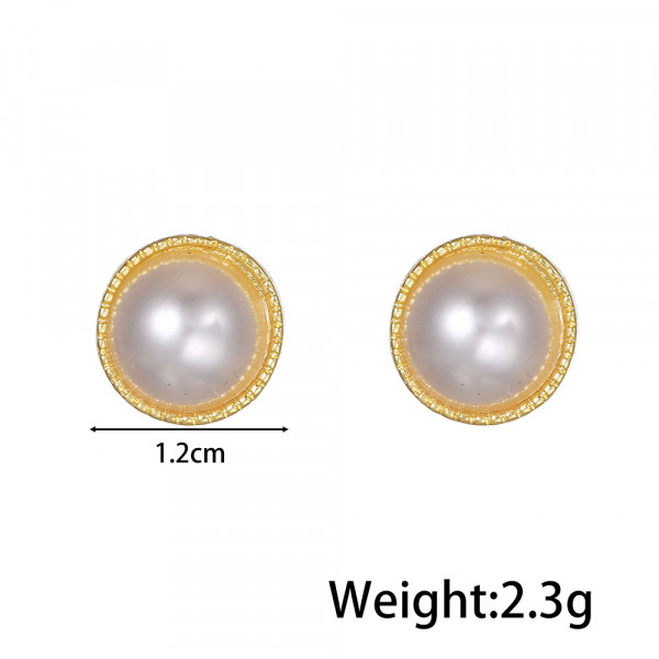 Круглые серьги-пусеты с жемчужной вставкой Z59717