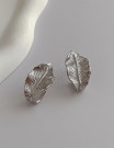 Фактурные серьги-пусеты серебристые листья L13218