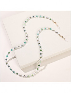 Цепочка для очков серебристая с голубым бисером R31880