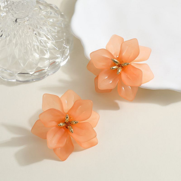 Яркие серьги-пусеты красные цветы CJN94598