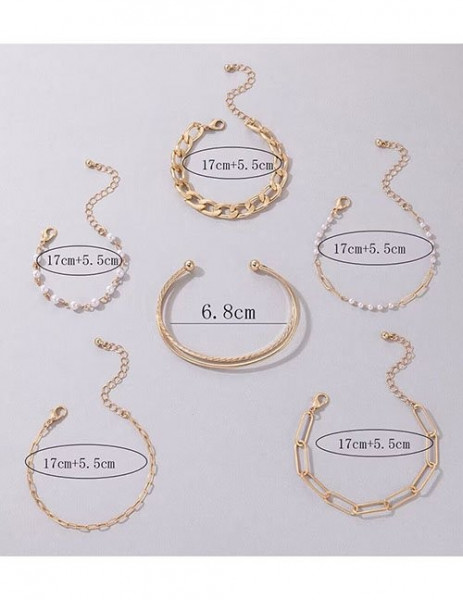 Комплект браслетов с жемчугом и цепями Z13223