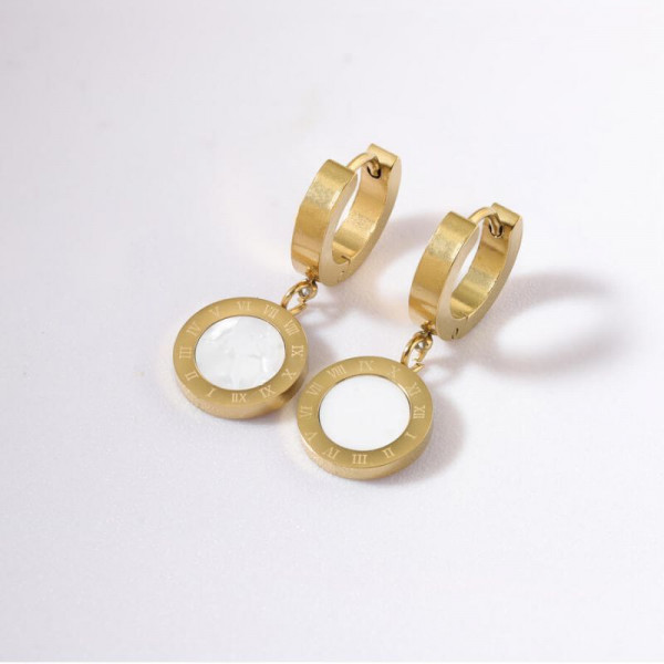 Серьги-кольца с дисками эмали CJP45222