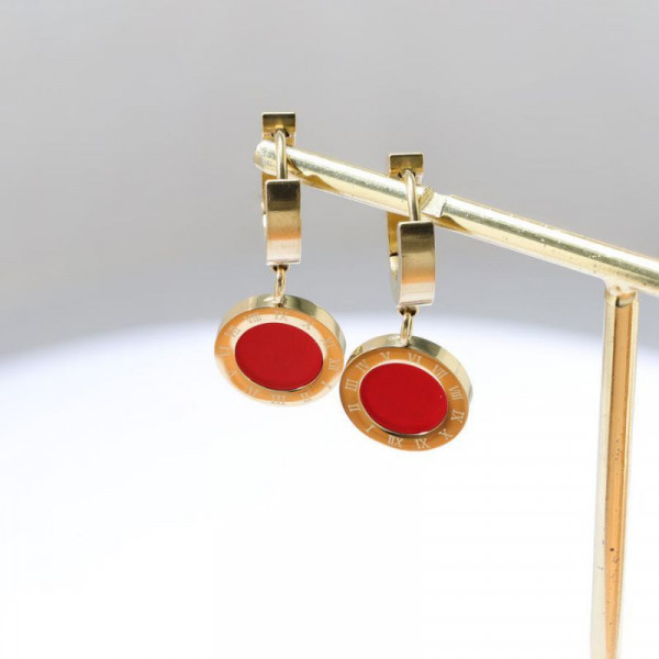 Серьги-кольца с дисками эмали CJP45222