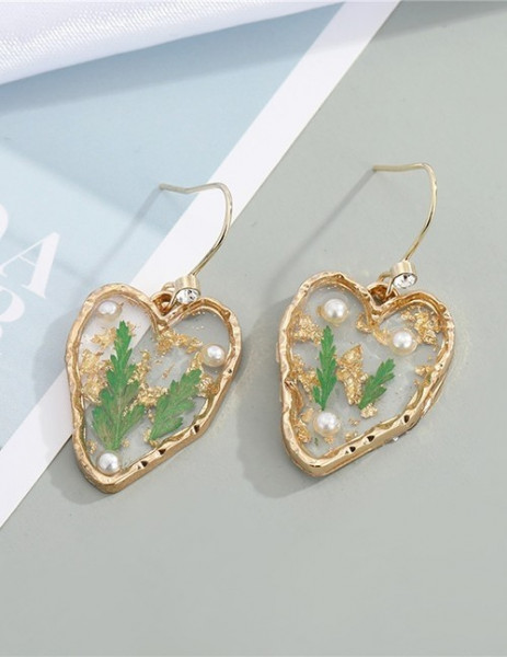 Серьги-сердца с натуральными сухоцветами P49701CJJ