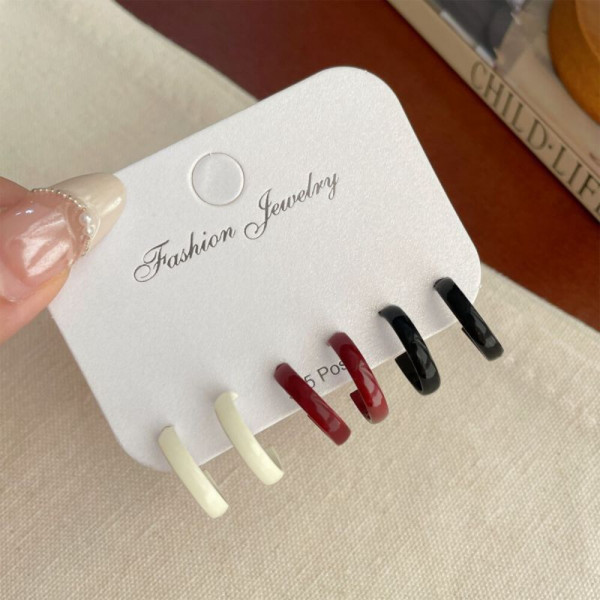 Сет лаконичных серег полуколец из цветного акрила CJJ05584