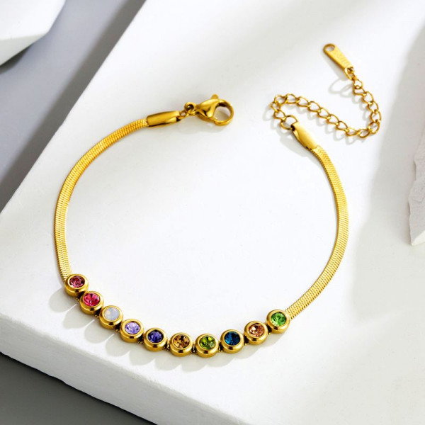 Браслет жесткой формы с дорожкой из разноцветных кристаллов 1J12148CJJ