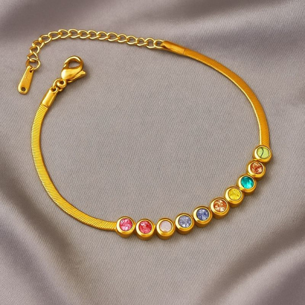 Браслет жесткой формы с дорожкой из разноцветных кристаллов 1J12148CJJ