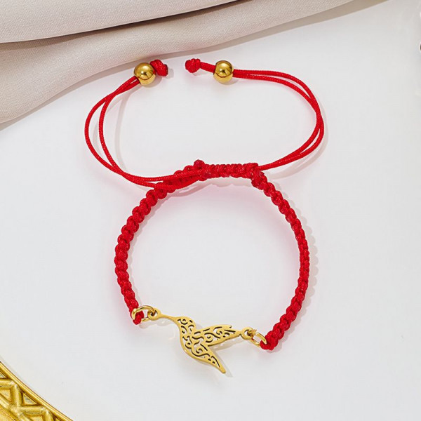 Браслет плетеная нить с золотистой летящей птицей CJQ65901