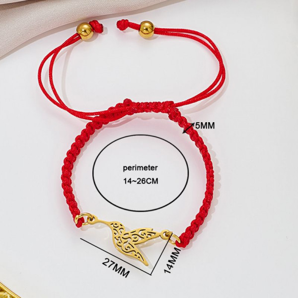 Браслет плетеная нить с золотистой летящей птицей CJQ65901