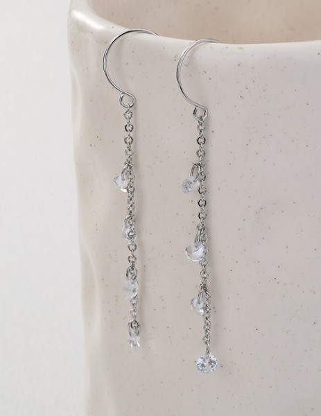 Длинные серьги-цепочки с капельками страз M10577